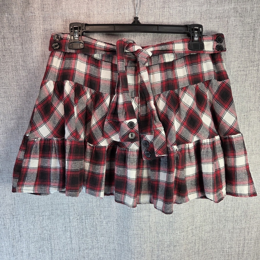 VTG Y2K Women's Red Plaid Pleated School Girl Mini Skirt XL One Step Up Preppy